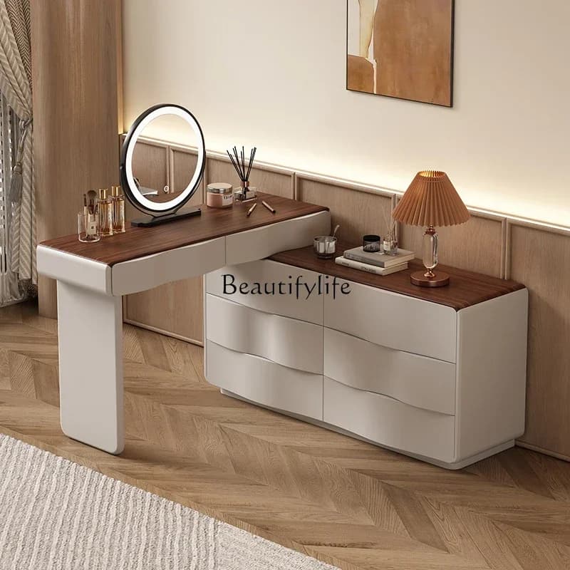 LXCream Style Simple Dressing Table Light Luxury Chest of Drawers Integrated Makeup Table High-end Bedside Storage CabinetS