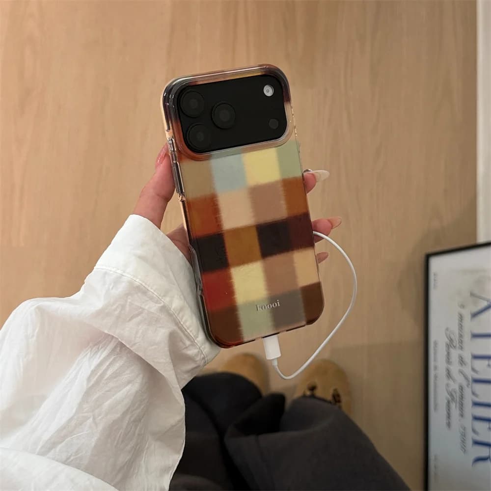 Korea Ins New Fashion Black Color blocks Phone Case For iPhone 18 Pro 15 16 17 Pro Max Cover Shockproof Soft Cute Cases 18pro