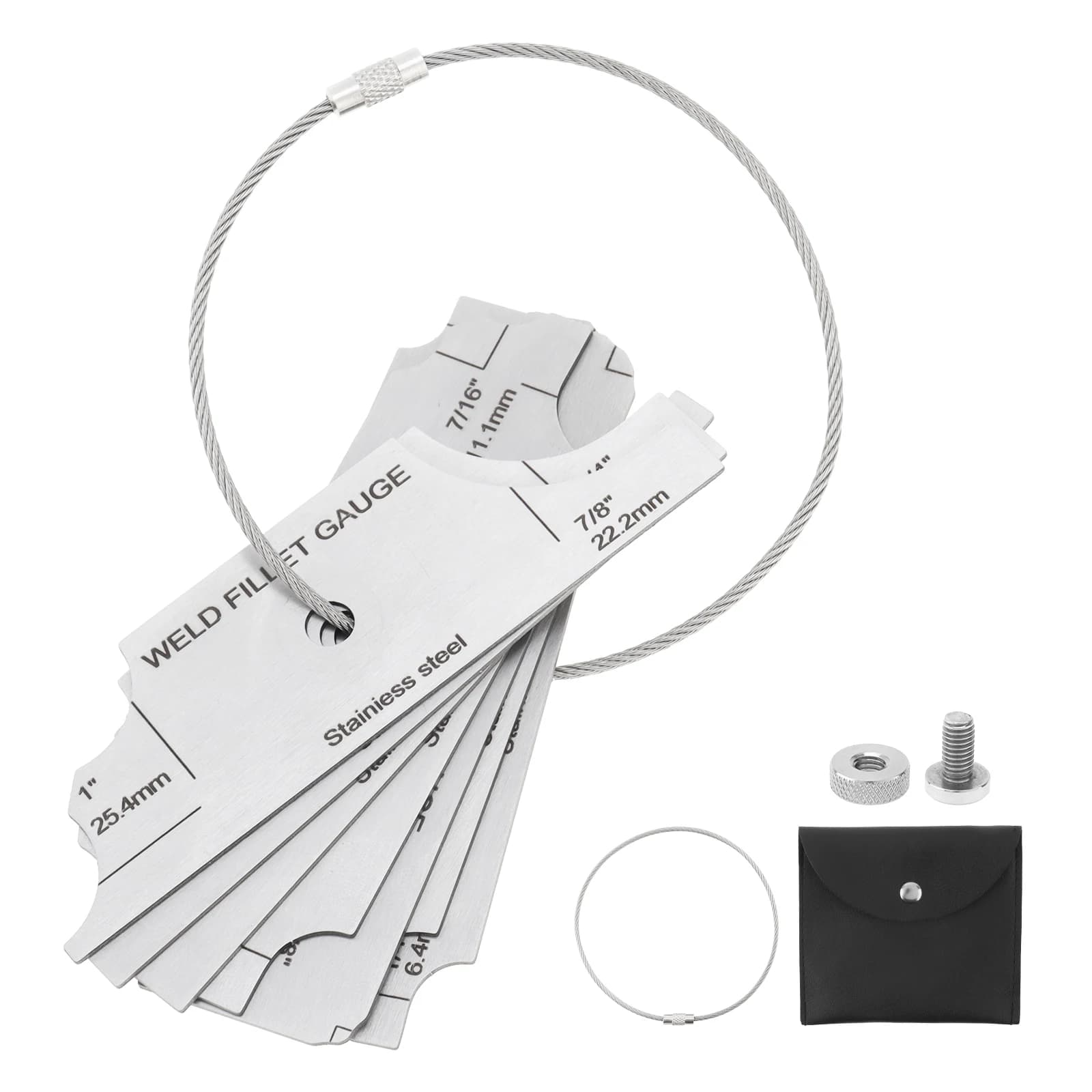 Stainless Steel Fillet Weld Gauge Kit inch mm MG-11 Metric Imperial Scale E-tched Markings Welding Measure Inspection Tools