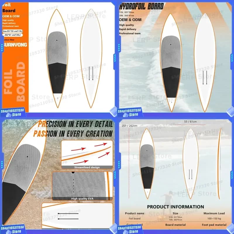 High Quality Customized Carbon Fiber Surfboard & Stand-Up Paddle Board Model 115L/130L Portable for Ocean Waters