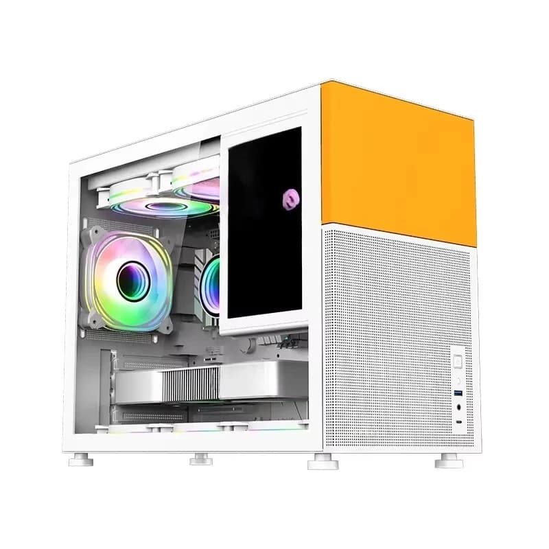 Tower Desktop Gaming Computer Case RGB Fan LCD Display MATX Motherboard Support Glass Side Panel Aluminum Alloy