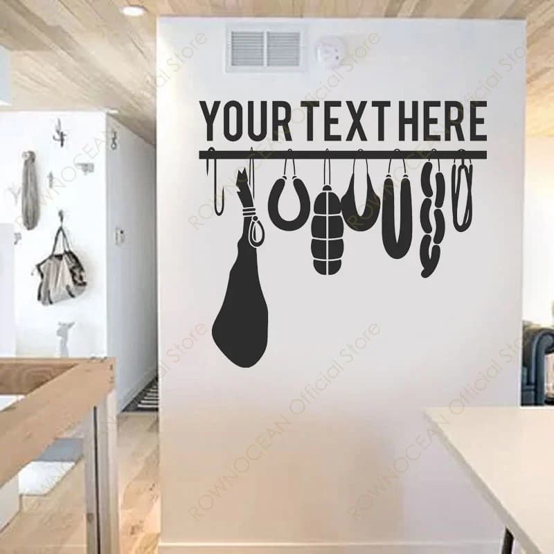 Custom Your Text Butchers Cuts Deli Produce Wall Sticker Vinyl Art Home Decor Kitchen Decals Ham Hot Dog Restaurant Murals 4937