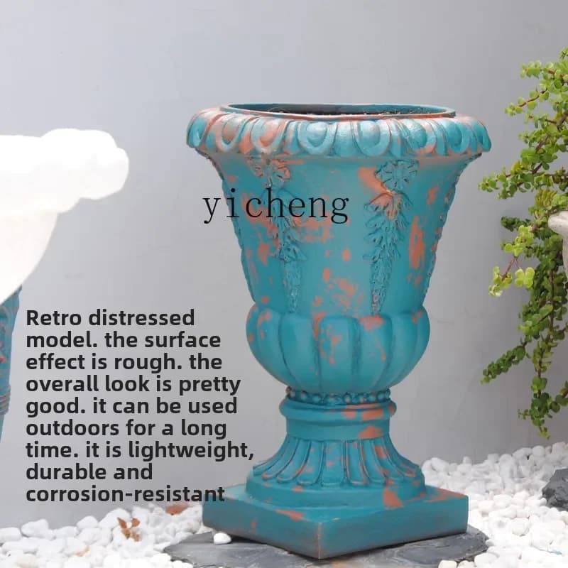 European retro flower pot garden outdoor FRP light and durable decorative ornament fairy garden