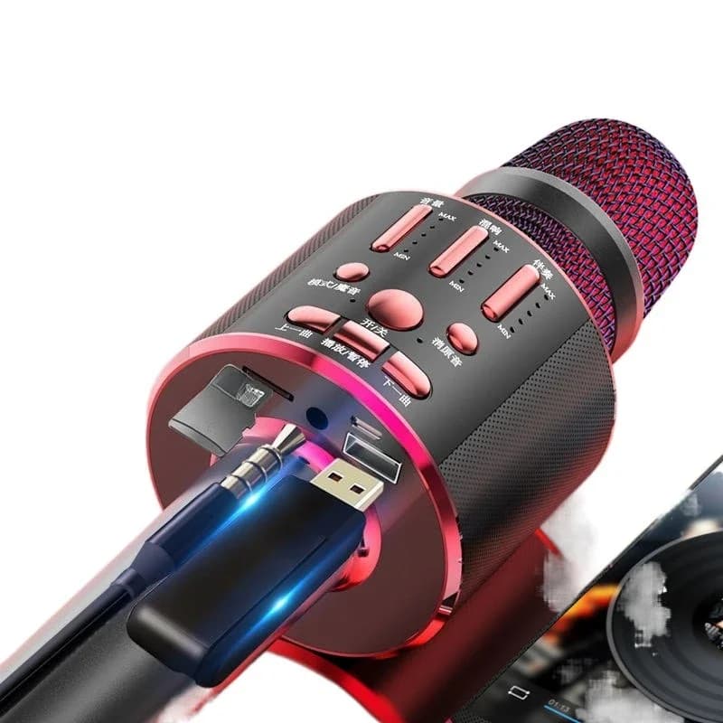 Microphone, stereo integrated microphone, mobile phone Karaoke artifact with sound card, wireless Bluetooth home TV