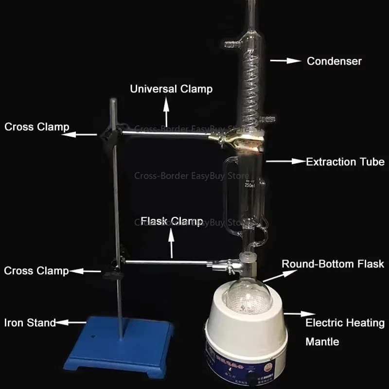 Laboratory Soxhlet Extractor Set - 100ml/250ml/500ml/1000ml/2000ml Heating Mantle with Spherical F-at Extractor Glassware