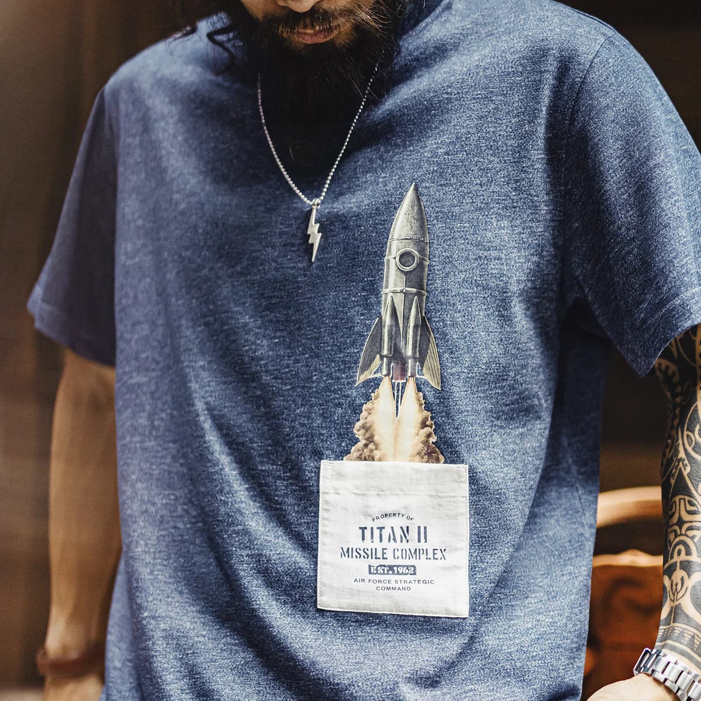 MADEN American Vintage Men's T-Shirt Heathered Marl Yarn Washed Graphic Print Baseball Rib Collar Loose Casual Street Summer