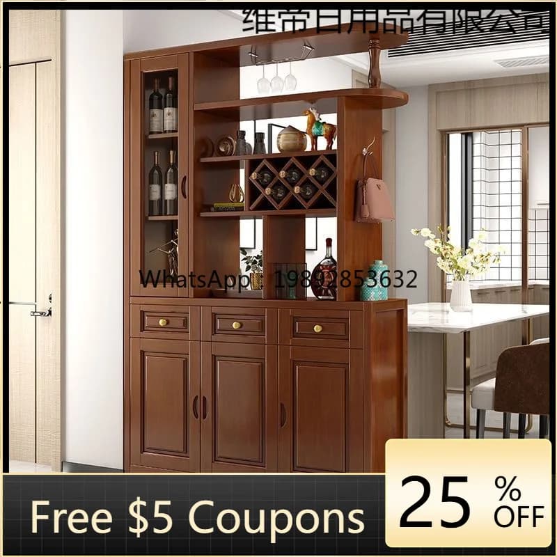 LYY Simple Wine Cabinet Partition Living Room Screen Hall Cabinet Solid Wood Entrance Double-Sided New Shoe Cabinet Decoration