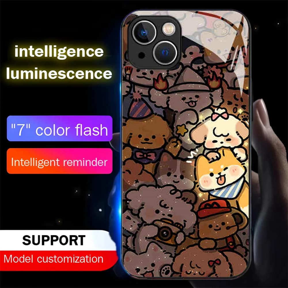 Lovely Shiba Inu Design Led Light Phone Case Call Flash Glitter Cover For Samsung S26 S25 S24 S23 S22 S21 S20 FE Plus Ultra