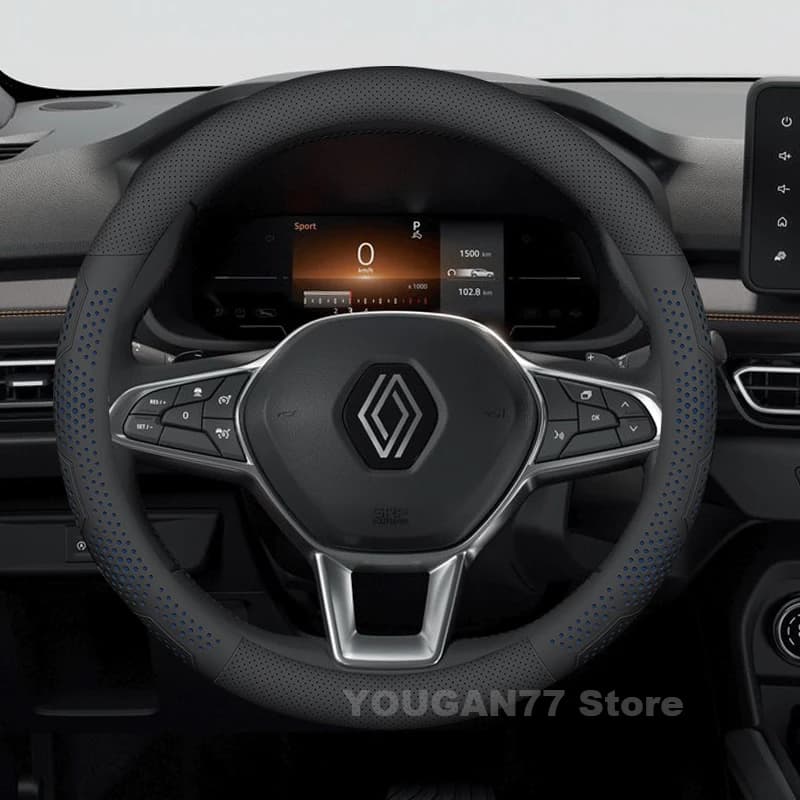 Leather Car Steering Wheel Cover For Renault Kardian Kwid Clio Captur Megane 3 Auto Steering Wheel Renault Symbioz Accessories