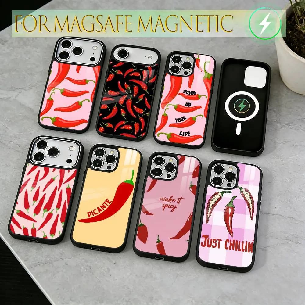 Chili pepper illustration Phone Case For iPhone17,16,15,14,13,12,11 Plus,Pro Magnetic For Magsafe Wireless Charging