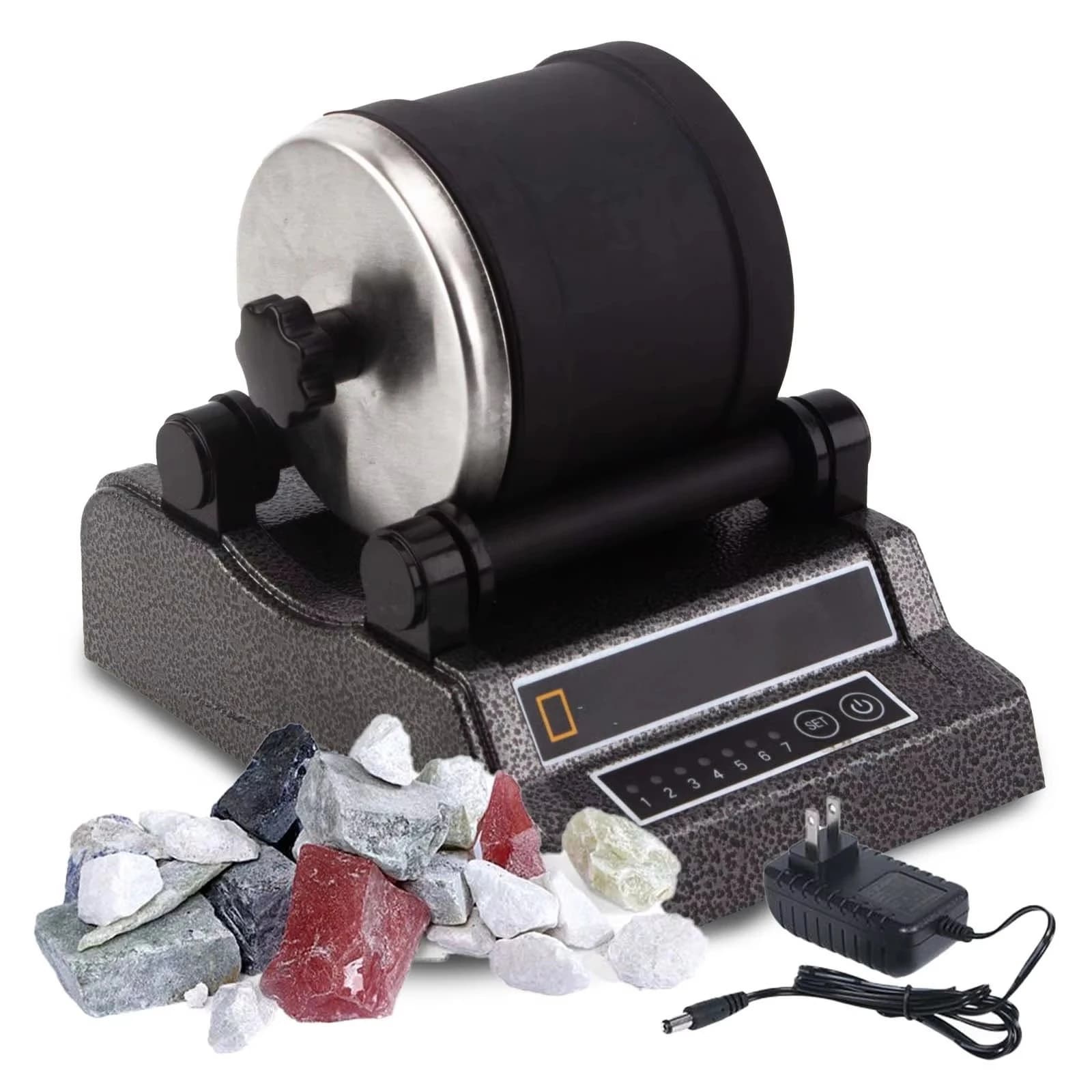 Mini Jewelry Making Supplies Kit with Rotary Tumbler & Gem Rock Grinder Polisher-Compact Jewelry Equipment