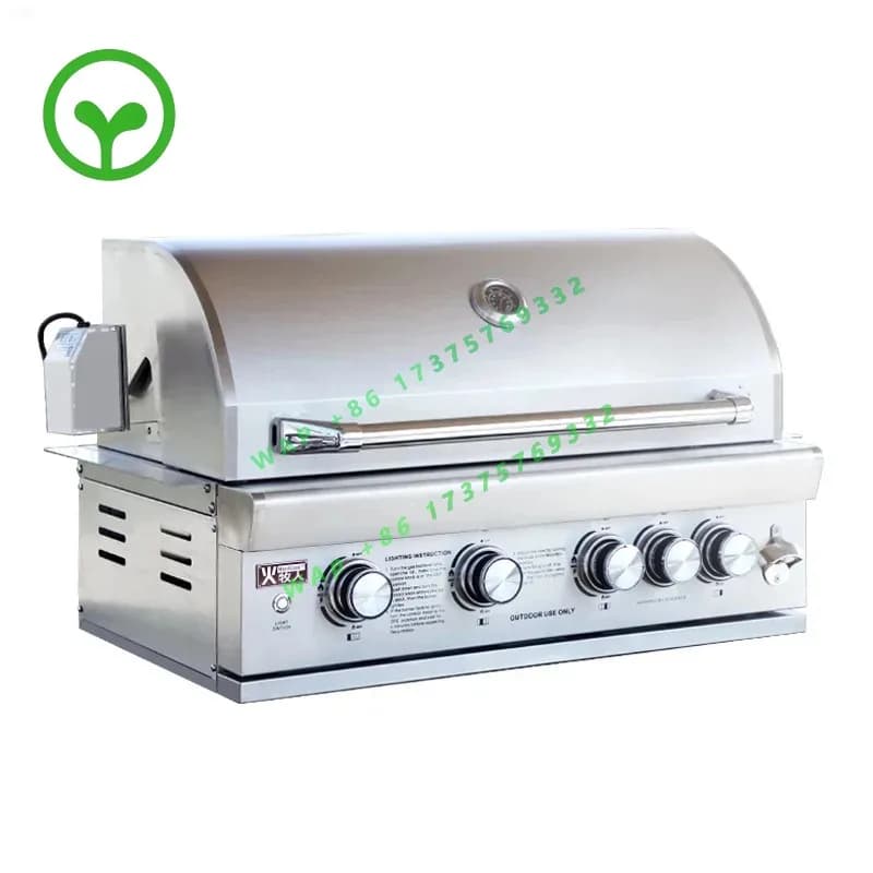 304 Stainless Steel Heavy Multifunction Outdoor Kitchen Built in Charcoal Double Use BBQ Grills Stove with Rotisserie