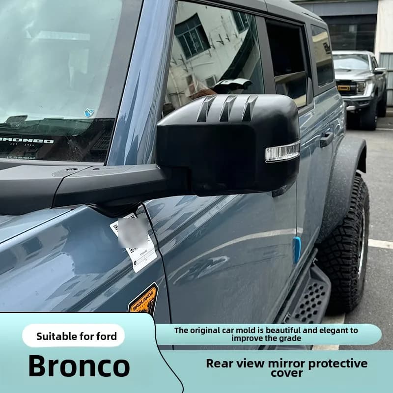 For 2024 Ford Bronco Mirror Cover Protector – Heavy-Duty Side Mirror Housing Guard (Snap-On Design, Matte Black/Textured Finish)