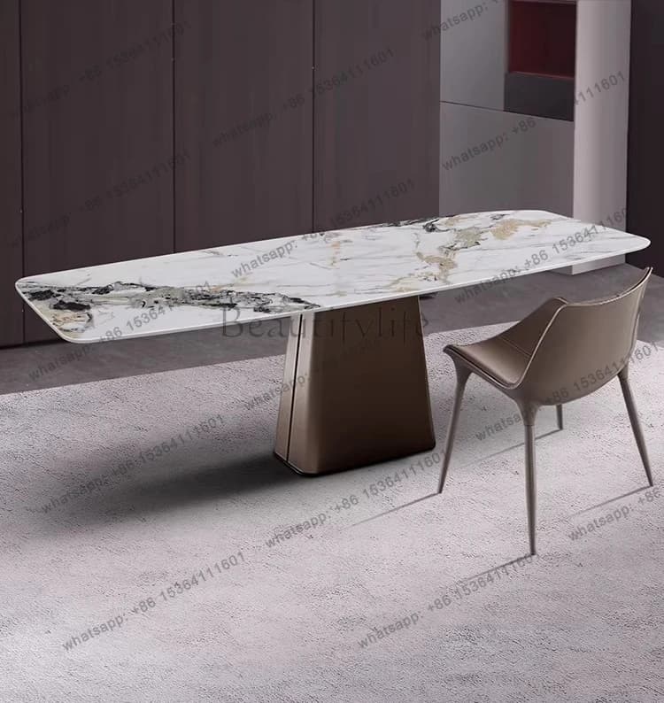 Slate Italian light luxury marble dining table and chairs modern simple and minimalist dining table