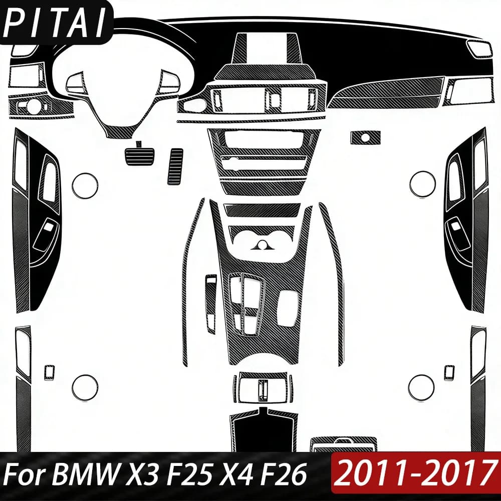 For BMW X3 F25 X4 F26 2011-2017 Carbon Fiber Center Console Gear Shift Window Lift Control Panel Trim Sticker Car Accessories