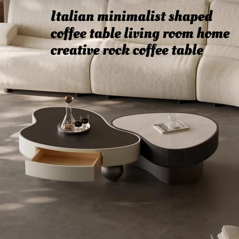 Modern Minimalist Coffee Table Living Room Travertine Marble Stone Irregular Designer Center Side Luxury Italian Style Furniture