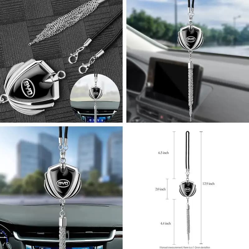 BYD Logo Metal 3D Mirror‑Hung Emblem Pendant For Atto 3 Seal Dolphin Han Tang Song Yuan Auto Interior Styling Hanging Decoration
