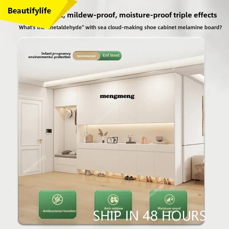 CC modern Grade MDF Solid Entryway Shoe Cabinet Wall-mounted Bench Integrated Entryway Shoe Changing Stool Home Doorway Storage