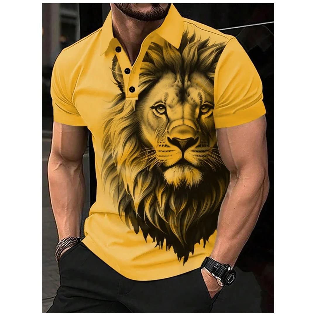Summer Best-Selling Men's Striped Shirt polo shirt Casual Comfort Street Style Lion Men's clothes new in tops & tees man clothes