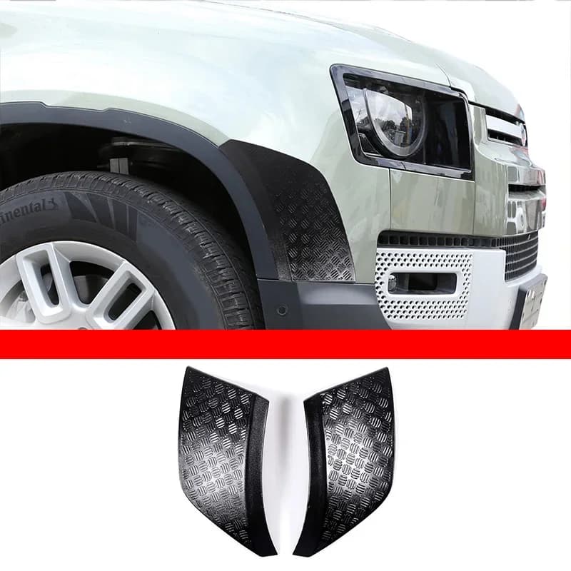 2Pcs Glossy Black Car Front bumper side anti-scratch plate Accessories For Land Rover Defender 90 110 2020 2021 2022 2024