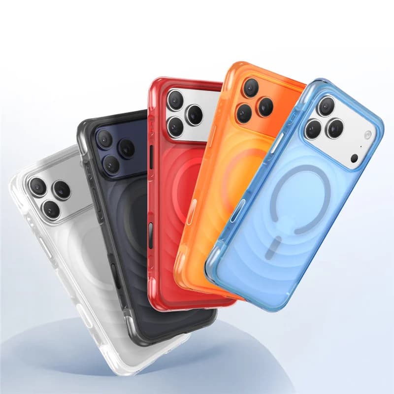 For Magsafe Matte Original Airbag Ripple Magnetic Case For iPhone 17Pro 16 16Pro 17Pro Max Anti-fall Wireless Charger Hard Cover