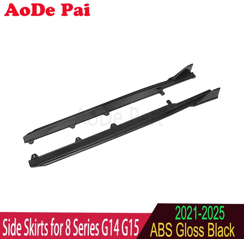 ABS Material Gloss Black Side Skirts Extensions Lip For BMW 8 Series G14 G15 2 Door 2021-2025