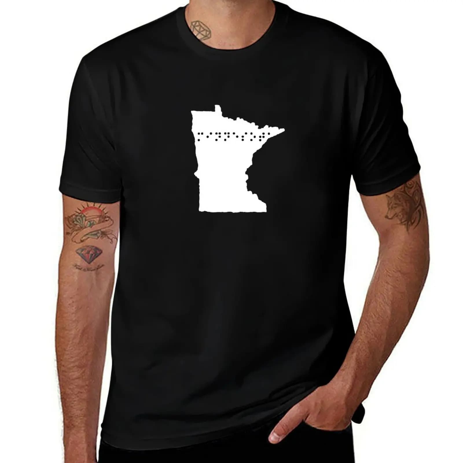 MINNESOTA State Shape Braille Shirt T-Shirt Basic Plain Tee for Spring and Summer T-Shirt