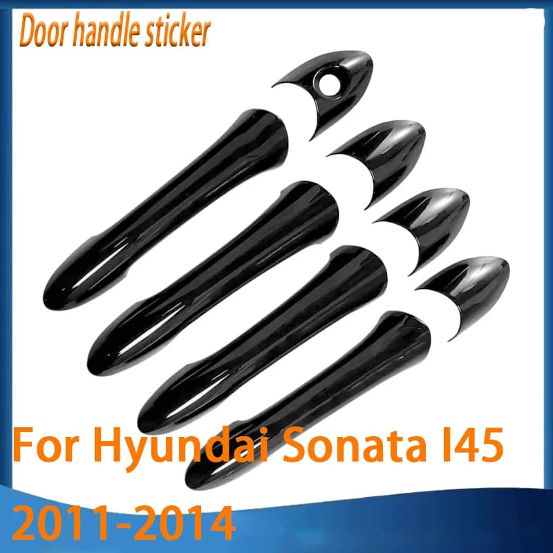 Glossy Black Chrome Car Door Handle Cover Trim Sticker Styling Accessories For Hyundai Sonata I45 2011-2014 Funduoo