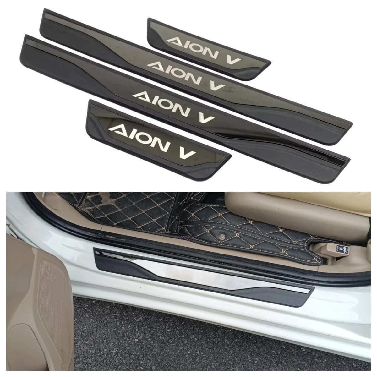 For GAC AION V 2020-2024 2025 2026 Car Door Sill Scuff Plate Pedal Threshold Protector Sticker ABS Steel Auto Interior Accessory