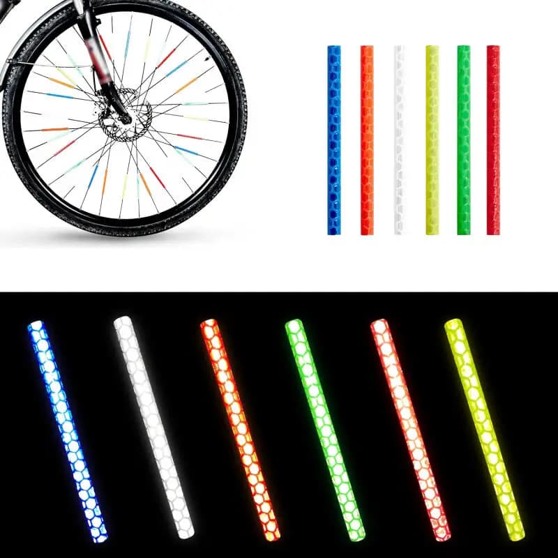 12~72pcs Bicycle Wheel Spokes Reflective Sticker Colorful Tube Warning Safety Light DIY Reflector Reflective Safety Kit