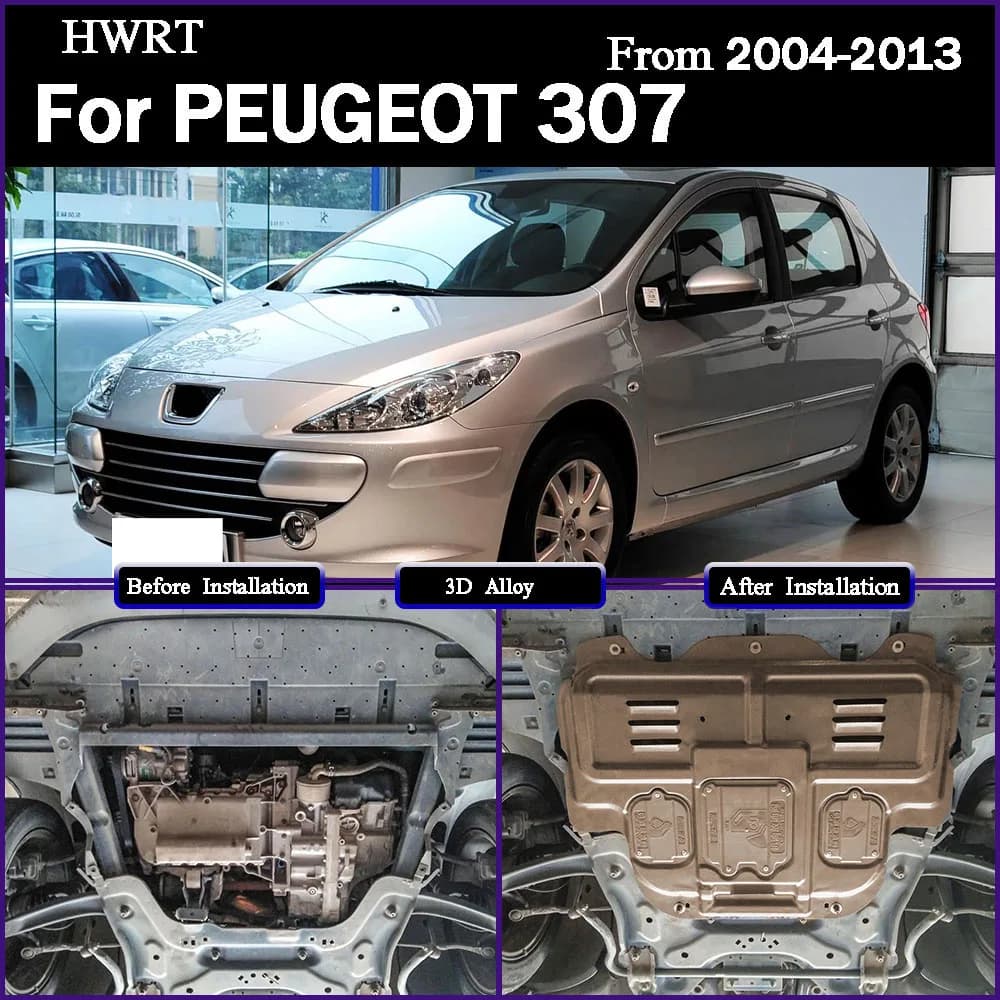 Car Accessories Under Engine Guard Mudguard Board Splash Shield Mud Fender Plate Panel  For PEUGEOT 307 2004-2013 1.6L 2.0L