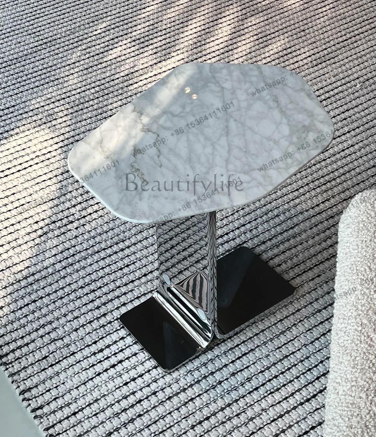Italian minimalist light luxury natural marble modern minimalist high-end sense special-shaped corner table