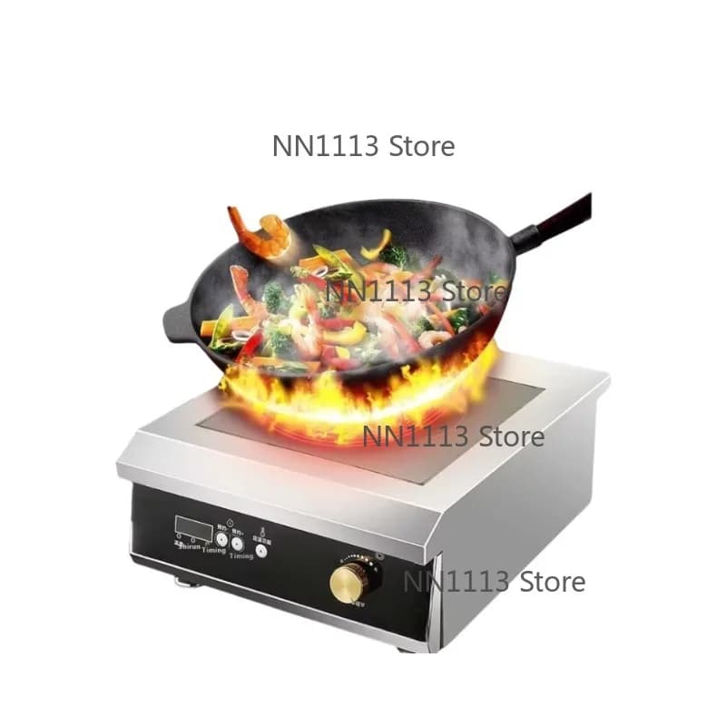 Commercial High-Power Induction Cooker Electric Touch Concave Frying Stove Flat Wok Table Top Cooking Combination Stove