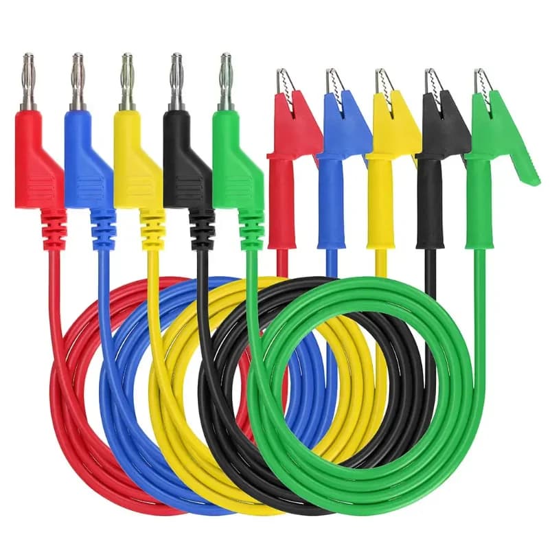 5Pcs 4MM Banana Plug to Alligator Clip Multimeter Test Leads Stackable Cable Wire 1M Electrical Tools Accessories Q.70054-1