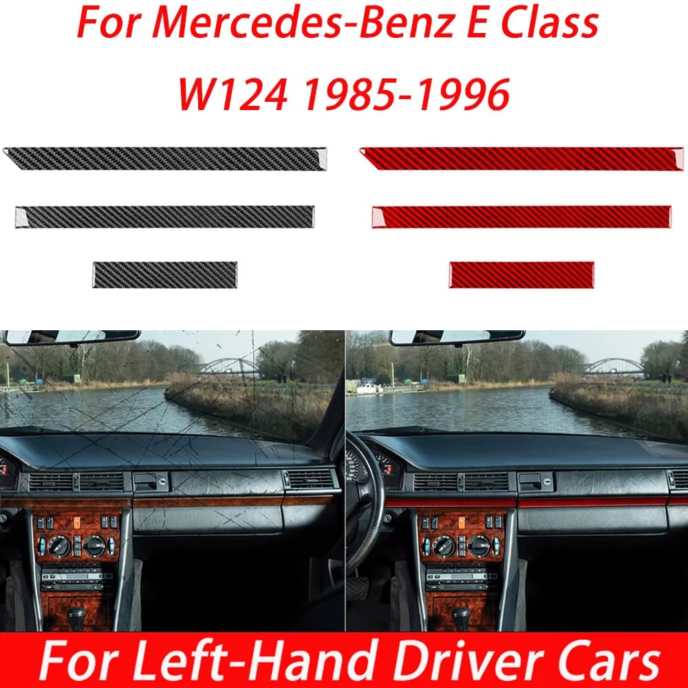 For Mercedes-Benz E Class W124 1985--1996 Carbon Fiber Center Console Trim Set Car Interiors Accessories Decorations Stickers