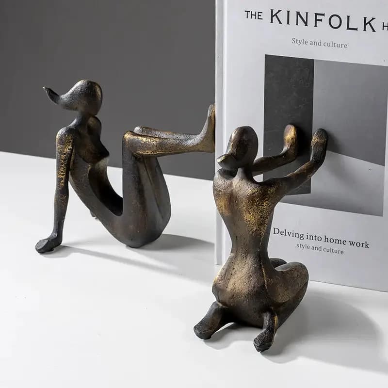 Modern Thinker Girl Statue, Abstract Character Decoration, Library, Book Backrests, Tabletop Ornaments, Character Sculptures