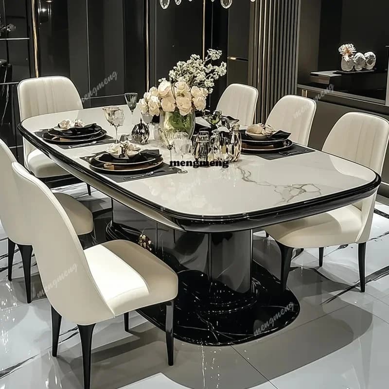 F182 Luxury Chairs Dining Table Kitchen Restaurant Extending Living Room Dining Table Designer High Console Muebles Home Furnitu
