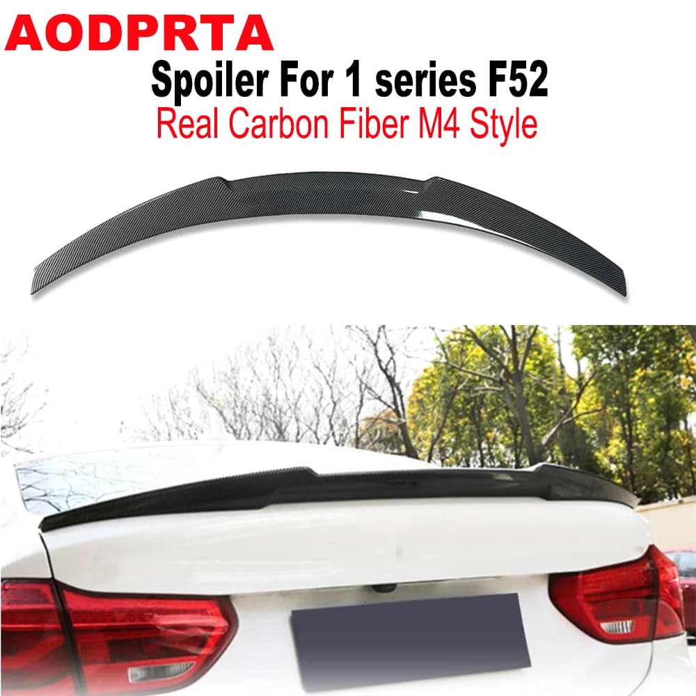 Rear Bumper Lip Lid Trunk Ducktail Wing Spoiler For BMW 1 Series F52 4 Door Sedan 2017-2022 M4 Style Carbon Fiber