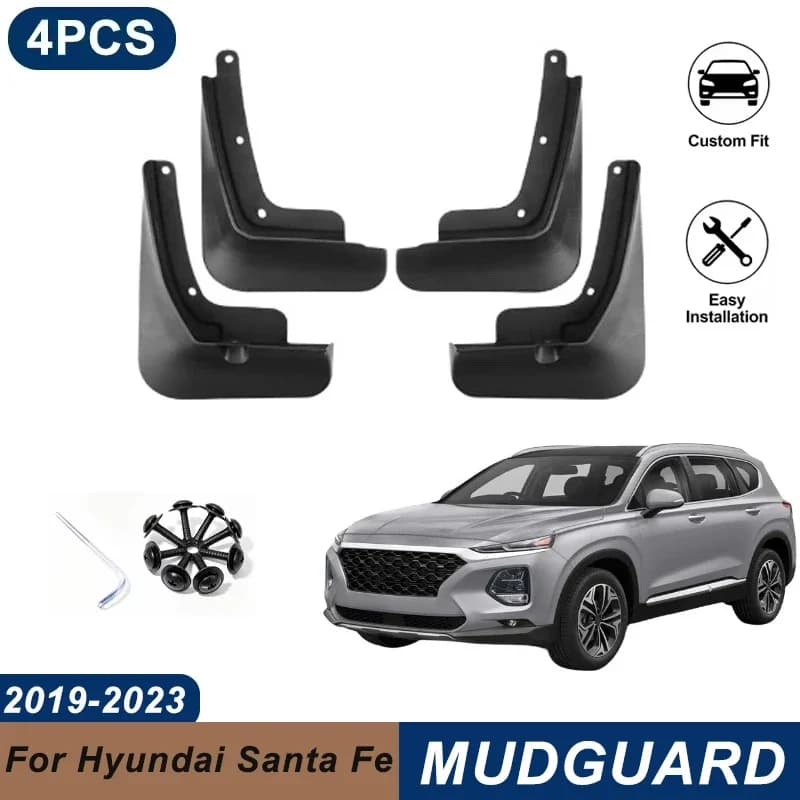 4PCS Car Mud Flaps For Hyundai Santa Fe 2019-2023 Waterproof Anti-Splash Fender Mudguards Auto Exterior Accessories