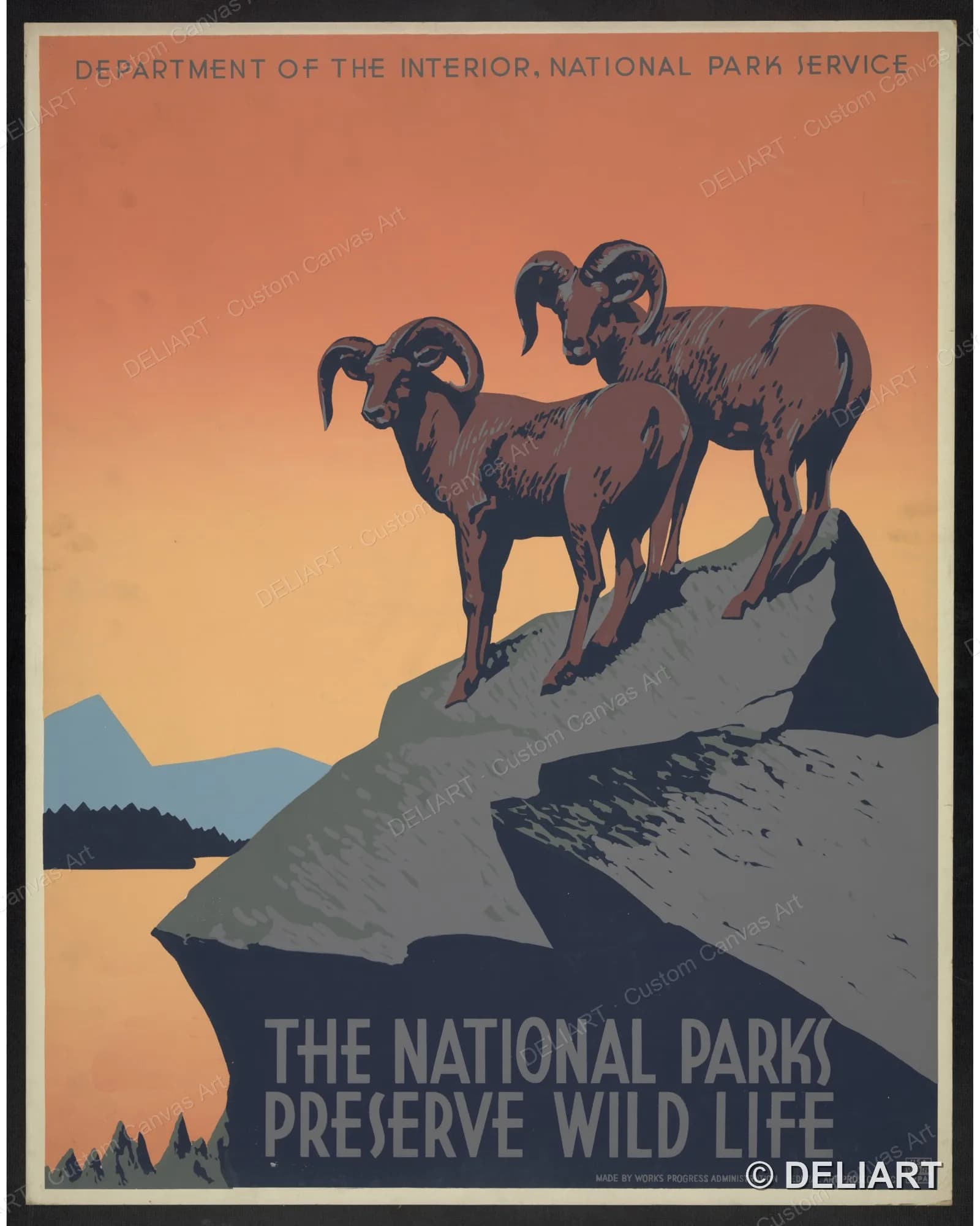 The national parks preserve wild life Vintage WPA National Park Travel Canvas Wall Art Poster Print Retro Home Decor Unframed