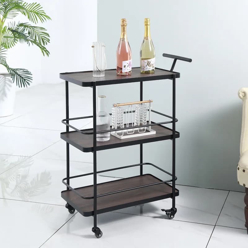 PYH Modern Mobile Food Cart Wine Internet celebrity trolley Family tea cart Light luxury restaurant food delivery cart