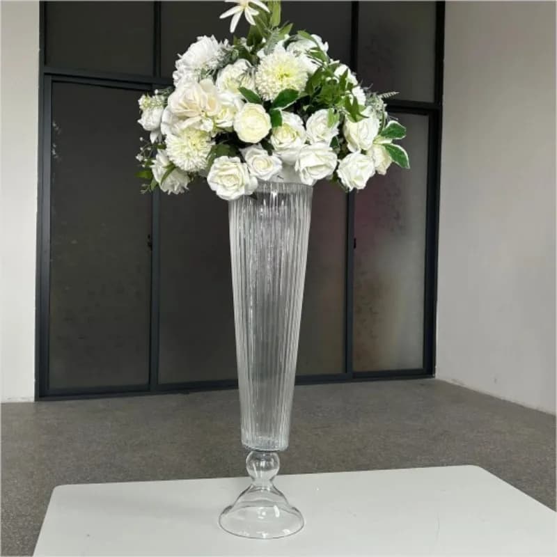 k%#Retail wedding event decorations, large horn buckle striped bottle body transparent glass vase
