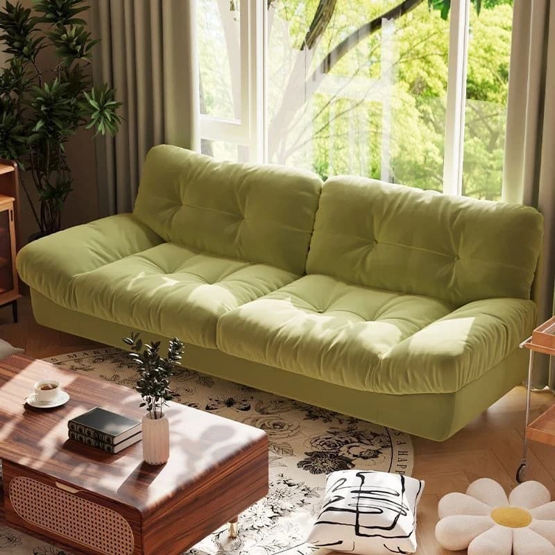 Cream-style vertical row sofa bed, small apartment, living room lazy sofa