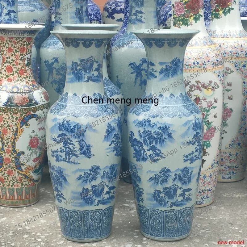 H178Ceramic floor-to-ceiling vase, antique, cracked glaze floor-to-ceiling ceramic vase living room decoration