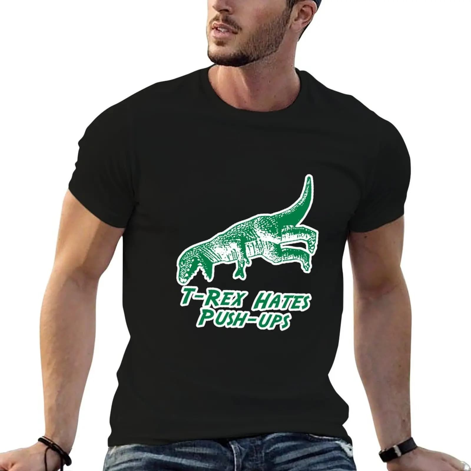 T-Rex Hates Push-Ups T-Shirt tops clothes mens graphic t-shirts funny
