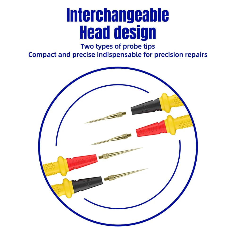 MECHANIC Interchangeable Head Universal Digital Multimeter Test Leads, 0.1mm Precision Tip,Durable and Safe for Electronics Tool