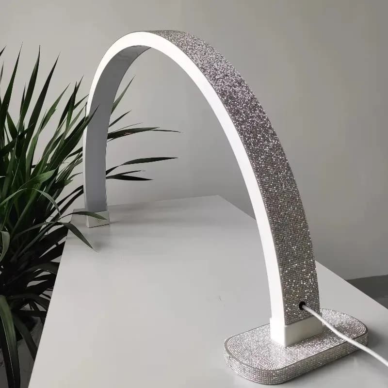Crystal Half Moon Light Nail Dimmable Desk Lamp UV Light Emitting Diode Nail Light with Mobile Phone Clip