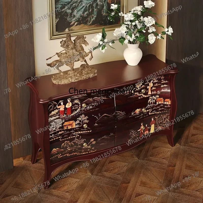 RR hexagram cabinet of drawers at the end of the bed in the home bedroom French retro entrance hall decoration entrance cabinet