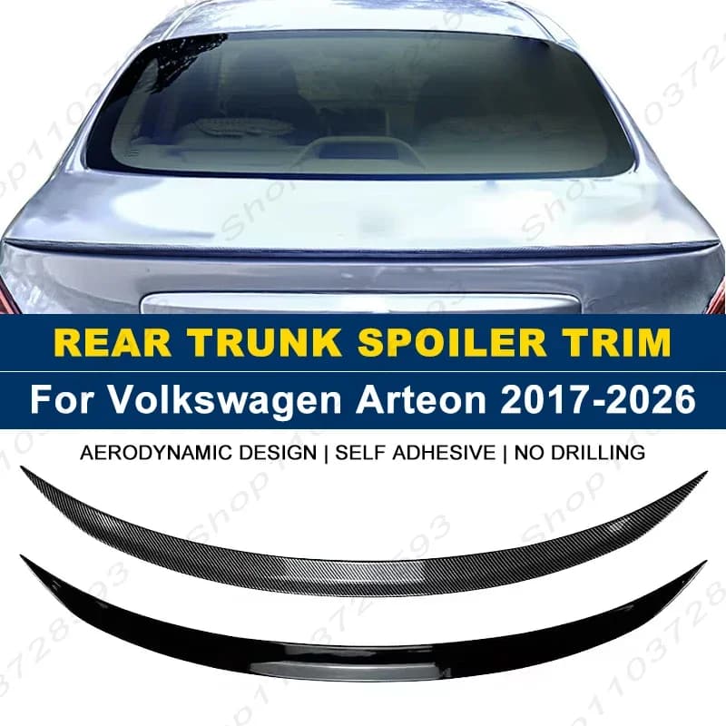 For Volkswagen VW Accessories Arteon 2017-2026 Car Rear Trunk Boot Spoiler Wing Lip Body Kits Gloss Black Soft Plastic