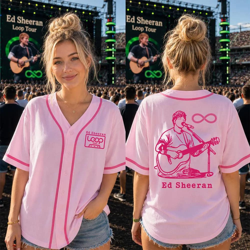 Men Women Clothing Ed Sheeran Loop Tour 2026 Baseball Jersey Streetwear Unisex Short Sleeve Button Up Loose Shirts Print Merch